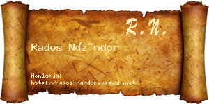 Rados Nándor névjegykártya